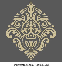Oriental vector pattern with arabesques and floral golden elements. Traditional classic ornament