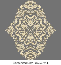 Oriental vector pattern with arabesques and floral golden elements. Traditional classic ornament