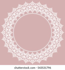 Oriental vector pattern with arabesques and floral white elements. Traditional classic ornament. Vintage pattern with arabesques