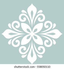 Oriental vector pattern with arabesques and floral elements. Traditional classic ornament with white rhombus. Vintage pattern with arabesques.