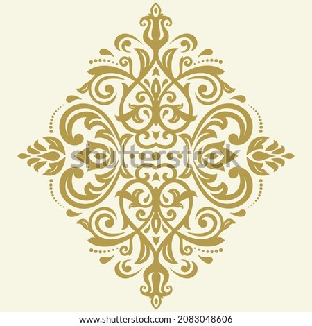 Oriental vector pattern with arabesques and floral elements. Traditional classic golden ornament. Vintage pattern with arabesques