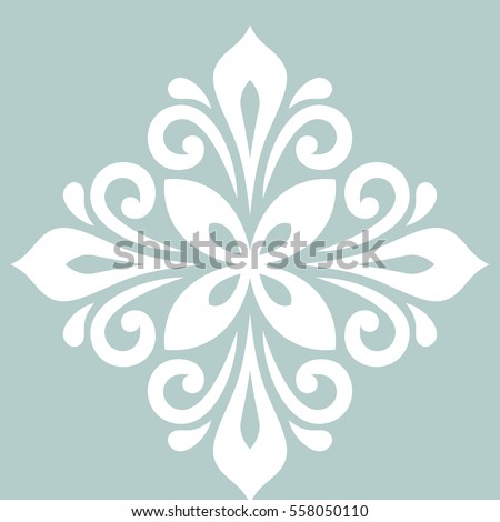 Oriental vector pattern with arabesques and floral elements. Traditional classic ornament with white rhombus. Vintage pattern with arabesques.