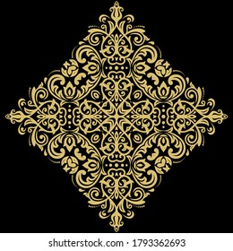 Oriental vector pattern with arabesques and golden floral elements. Traditional classic golden ornament. Vintage pattern with arabesques