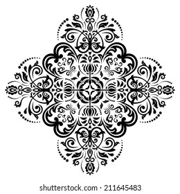 Oriental vector pattern with damask, arabesque and floral elements. Seamless abstract background