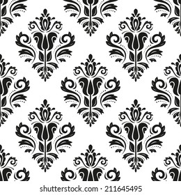 Oriental vector pattern with damask, arabesque and floral elements. Seamless abstract background
