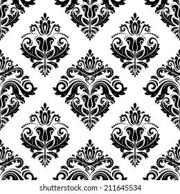 Oriental vector pattern with damask, arabesque and floral elements. Seamless abstract background