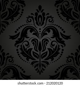 Oriental vector pattern with damask, arabesque and floral elements. Seamless abstract background