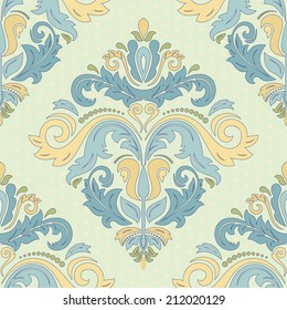 Oriental vector pattern with damask, arabesque and floral elements. Seamless abstract background
