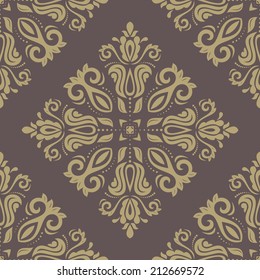 Oriental vector pattern with damask, arabesque and floral elements. Seamless abstract background