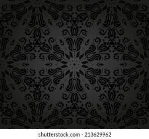 Oriental vector pattern with damask, arabesque and floral elements. Seamless abstract background