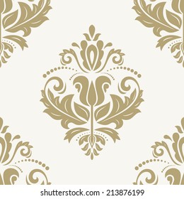 Oriental vector pattern with damask, arabesque and floral elements. Seamless abstract background