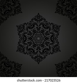 Oriental vector pattern with damask, arabesque and floral elements. Seamless abstract background