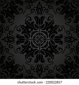 Oriental vector pattern with damask, arabesque and floral elements. Seamless abstract background