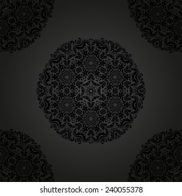 Oriental vector pattern with damask, arabesque and floral black elements. Seamless abstract background