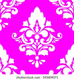 Oriental vector pattern with damask, arabesque and floral elements. Seamless abstract background