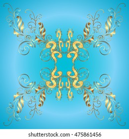 Oriental vector pattern with floral elements. Abstract golden ornament