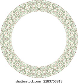 Oriental vector round frame with arabesques and floral motifs. Place for your text.