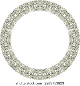 Oriental vector round frame with arabesques and floral motifs. Place for your text.