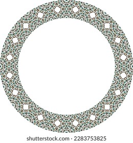 Oriental vector round frame with arabesques and floral motifs. Place for your text.