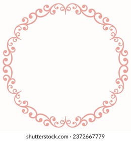 Oriental vector round frame with arabesques and floral elements. Floral round pink border with vintage pattern