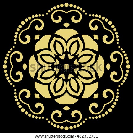 Oriental vector round golden pattern with arabesques and floral elements. Traditional classic ornament Stock photo © 