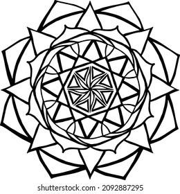  Oriental vector round pattern with arabesques and floral elements for coloring. 