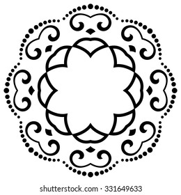 Oriental vector round pattern with arabesques and floral black elements. Traditional classic ornament