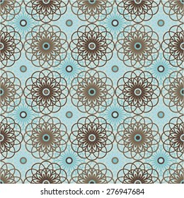 Oriental vector seamless pattern with spirograph flowers. Seamless abstract background. 6