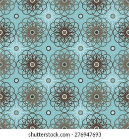 Oriental vector seamless pattern with spirograph flowers. Seamless abstract background. 4