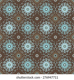 Oriental vector seamless pattern with spirograph flowers. Seamless abstract background. 5