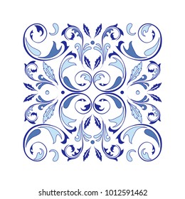 Oriental vector square ornament with arabesques elements. Traditional classic ornament. Vintage pattern with arabesques.