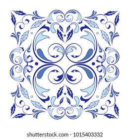 Oriental vector square ornament with arabesques elements. Traditional classic ornament. Vintage pattern with arabesques.