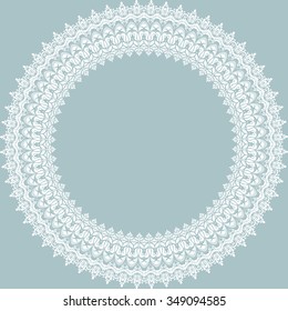 Oriental vector white abstract round frame with arabesques and floral elements