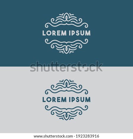 Oriental vector white frame. place your initial logo and lettering