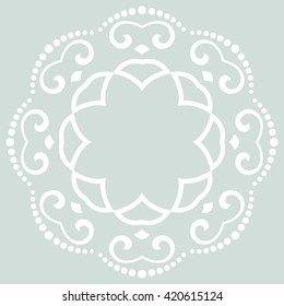Oriental vector white pattern with arabesques and floral elements. Traditional classic ornament