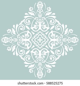 Oriental vector white pattern with arabesques and floral elements. Traditional classic ornament. Vintage pattern with arabesques