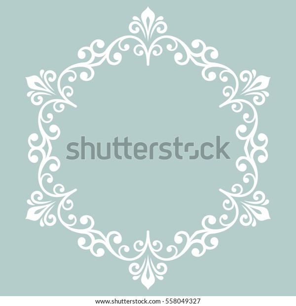 唐草と花柄を持つ 東洋のベクター白い丸文様 伝統的な装飾品 唐草模様のビンテージ柄 のベクター画像素材 ロイヤリティフリー