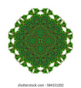 Oriental vector.Round decorative ornament mandala. Anti-stress therapy patterns. design element. Yoga logo, background for poster. flower shape. green