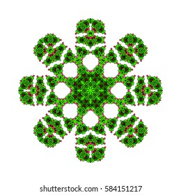 Oriental vector.Round decorative ornament mandala. Anti-stress therapy patterns. design element. Yoga logo, background for poster. flower shape. green