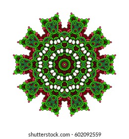 Oriental vector.Round decorative ornament mandala. Anti-stress therapy patterns. design element. Yoga logo, background for poster. Unusual flower shape. green