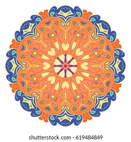 Oriental vector.Round decorative ornament mandala. Anti-stress therapy patterns. design element. Yoga logo, background for poster. Unusual flower shape.