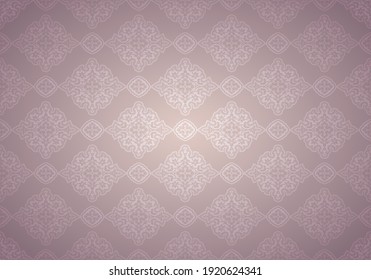 Oriental vintage background with Indo-Persian ornaments. Royal, luxurious wallpaper in pink, powdery color, dry rose. Vector illustration