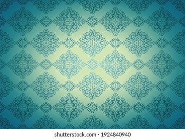 Oriental vintage background with Indo-Persian ornaments. Royal, luxurious wallpaper in turquoise blue. Vector illustration