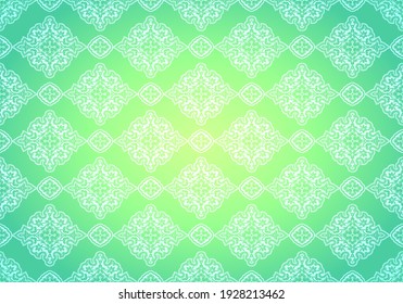 Oriental vintage background with Indo-Persian ornaments. Royal, luxurious wallpaper in light green. Vector illustration