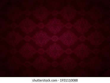 Oriental Vintage Background With Indo-Persian Ornaments. Royal, Luxurious Wallpaper Of Burgundy, Wine Color. Vector Illustration