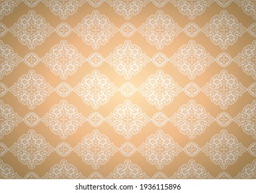 Oriental vintage background with Indo-Persian ornaments. Royal, luxurious wallpaper in gold and white. Vector illustration