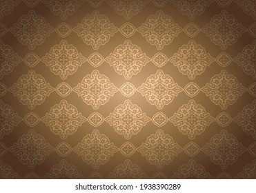 Oriental vintage background with Indo-Persian ornaments. Royal, luxurious wallpaper in gold color. Vector illustration