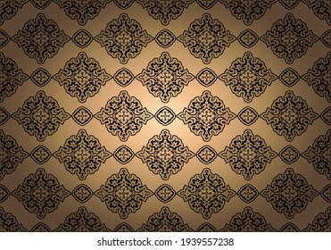 Oriental vintage background with Indo-Persian ornaments. Royal, luxurious wallpaper in gold and black. Vector illustration	