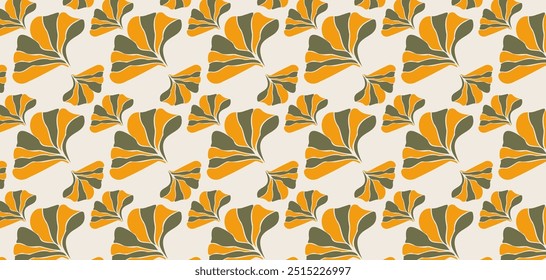 Oriental vintage flower seamless pattern. Pastel background in minimalist for backgrounds, wallpapers, textile, and fashion.