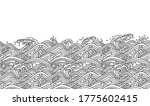 Oriental wave seamless background. Line art vector illustration.